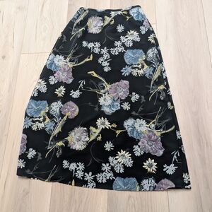 Vintage Statement Large Floral Flowy Maxi Skirt Fairycore Romantic Medium